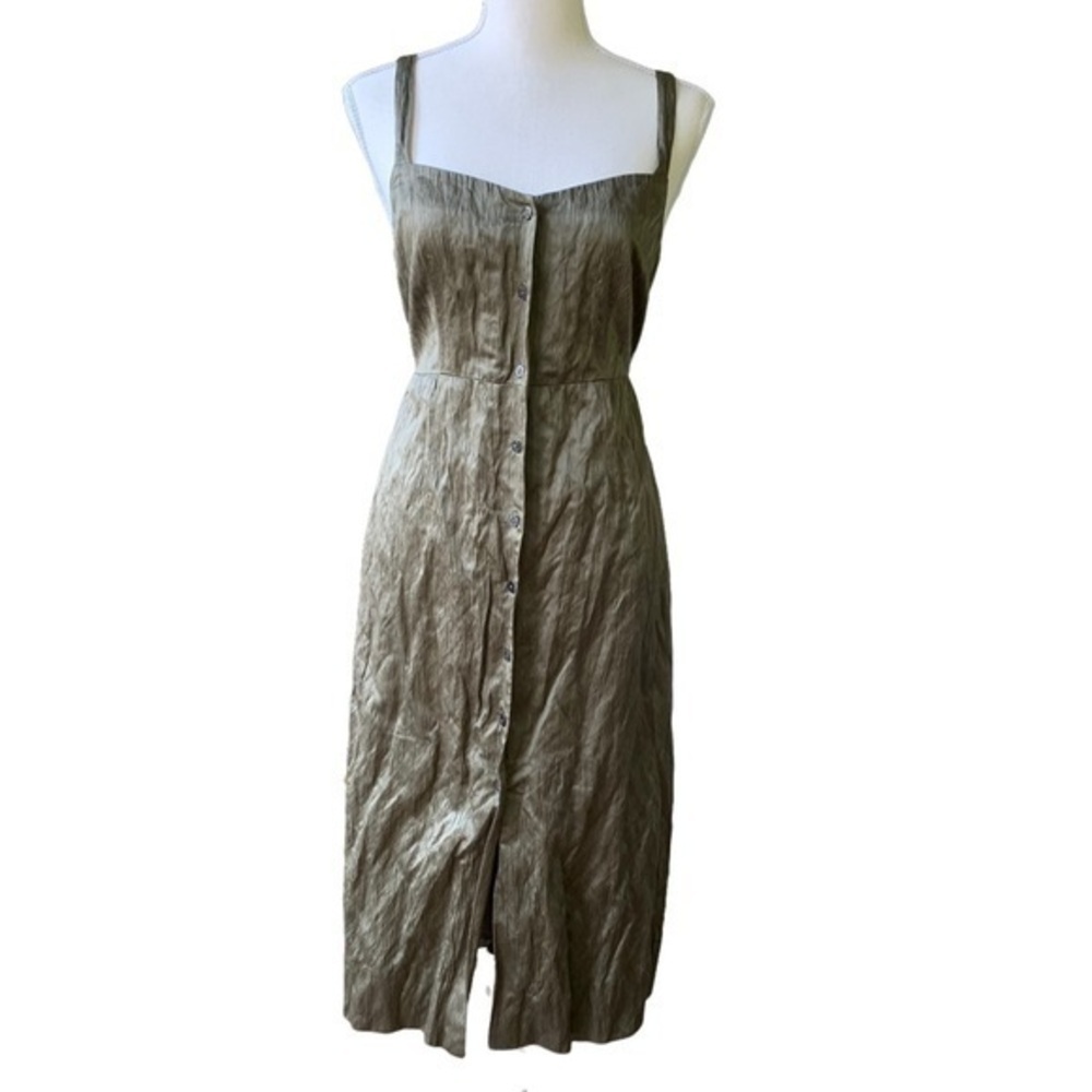 Club Monaco Button Down Wrinkle MIDI Dress